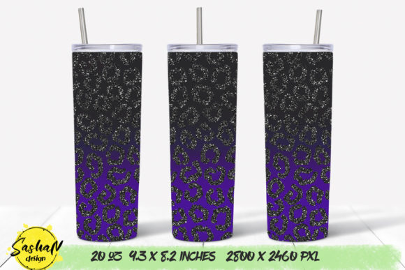 20 Oz Glitter Leopard Tumbler Wrap: Graphics and Print Templates