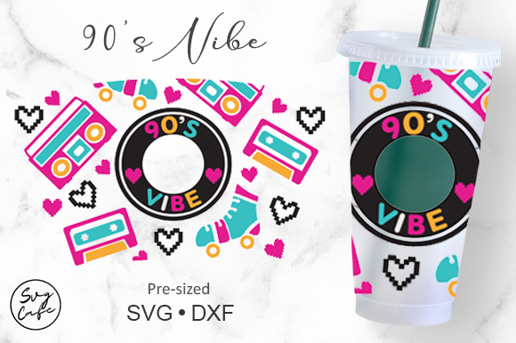 24oz Venti Cold Cup 90s Vibe Graphics & Crafts