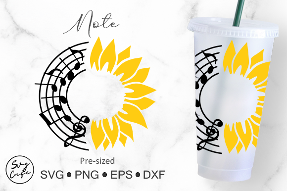 24oz Venti Cold Cup Music Note Sunflower: Graphics & Crafts Asset Review