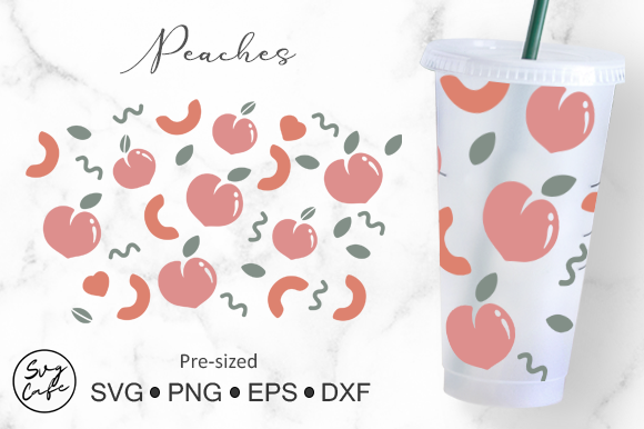 24oz Venti Cold Cup Peaches: Graphics for Crafts and Content