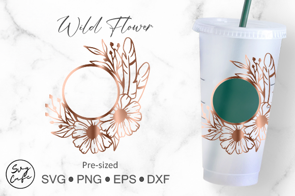 24oz Venti Cold Cup Wild Flower Graphics & Crafts