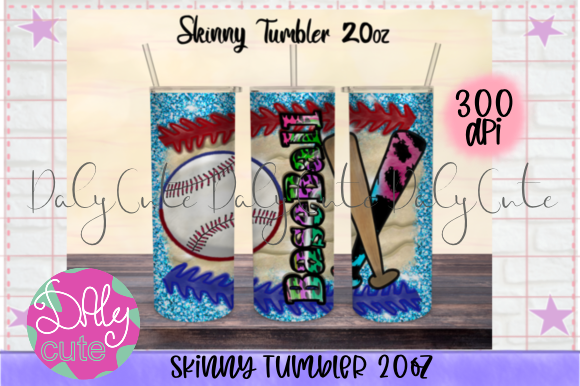 Baseball Tumbler PNG, 20oz Skinny Tumble