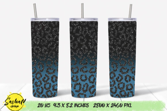 Blue Tumbler, Leopard Glitter Tumbler: Graphics for Print Templates