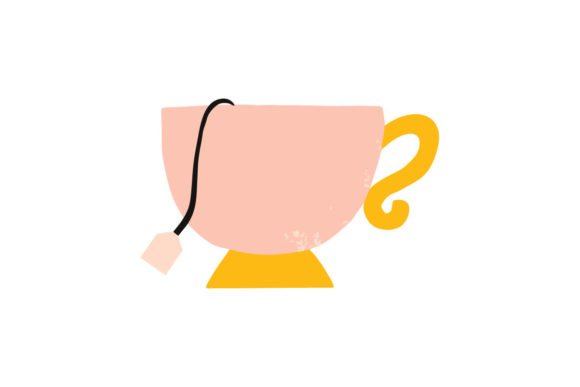 Cute Mug or Mint Cup of Tea with Tea Bag Graphics