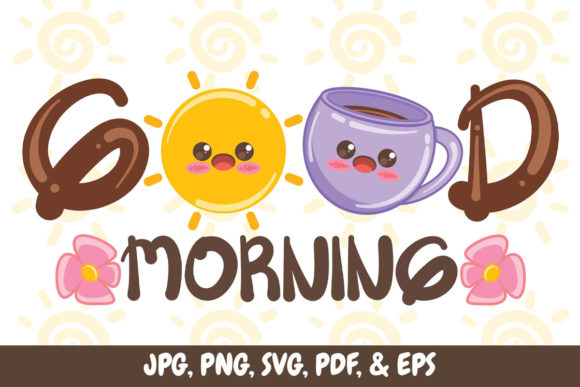 Cute Sun and Coffee Cup Good Morning Graphics