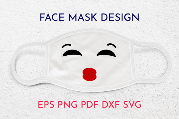 Face Mask Designs. Smile Face. Kiss. SVG
