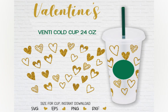 Heart Seamless, Venti Cold Cup 24 Oz Graphics