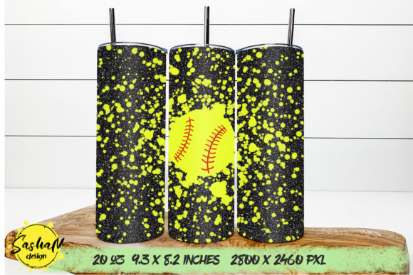 Softball Tumbler Wrap: Graphics and Print Templates