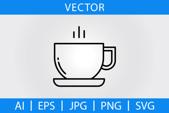 Vector Coffee Cup Outline Icon for Graphics and Icons