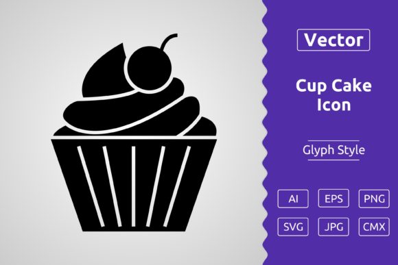 Vector Cup Cake Glyph Icon for Graphics and Icons