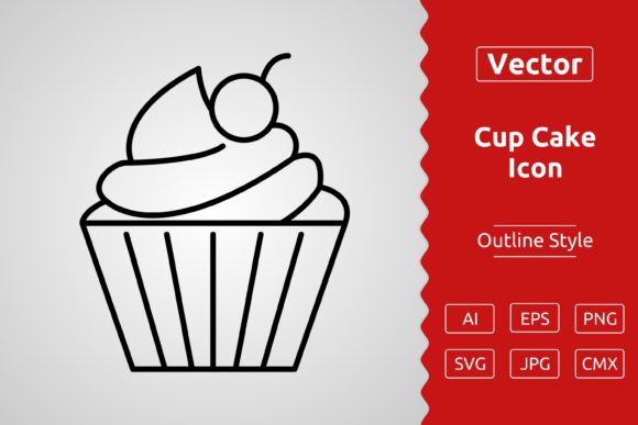 Vector Cup Cake Outline Icon Graphics and Icons
