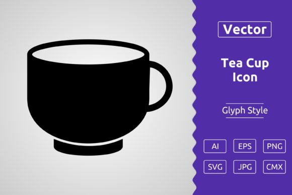 Vector Tea Cup Glyph Icon for Graphics and Icons