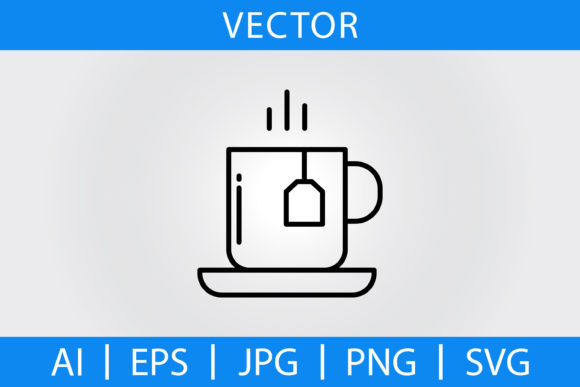 Vector Tea Cup Outline Icon for Graphics and Icons