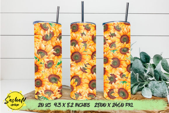 Watercolor Sunflower Sublimation Tumbler: Graphics and Print Templates